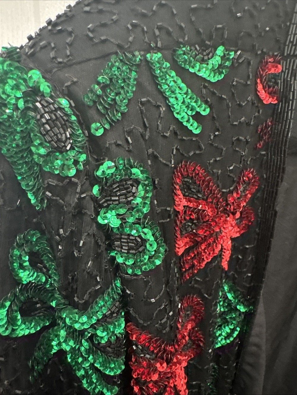 Vintage Laurence Kazar Beaded Sequin Holiday Christmas Bows Jacket Women’s 4X - Picture 4 of 12